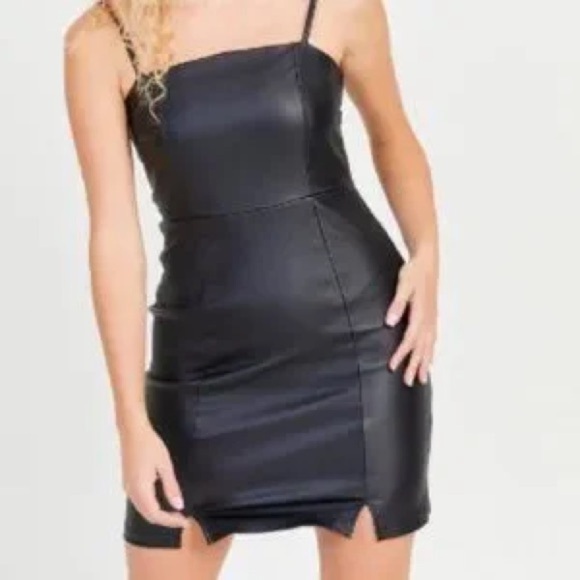 Altar'd State Black Sheath Mini Dress Spaghetti Strap - Picture 1 of 4